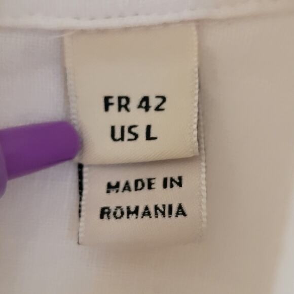 Lacoste Linen Short Sleeve Casual Button Down Cream White Sz Large Logo Beachy - Picture 12 of 16